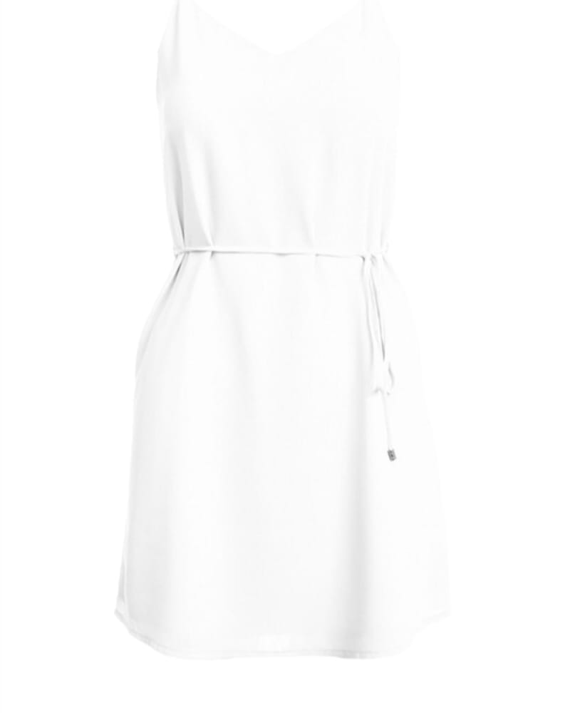 Front of a model wearing a size L Mini Dress in Off White in Off White by Naked Zebra. | dia_product_style_image_id:345600